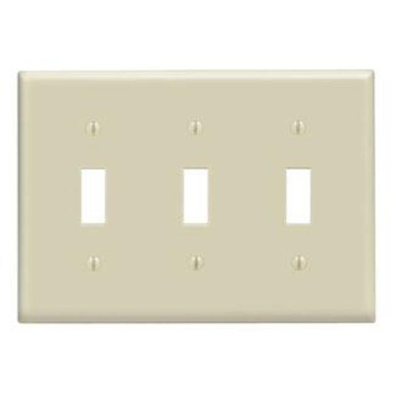 Toggle Switch Wallplate, 3-Gang, Thermoset, Ivory