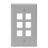 Wallplate, Quickport, 6-Port, 1-Gang, Gray By Leviton 41080-6GP