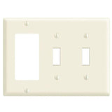 Comb. Wallplate, 3-Gang, (2) Toggle, (1) Decora, Thermoset, Ivory By Leviton 80421-I