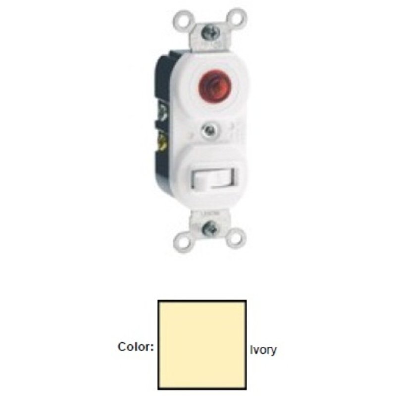 3-Way Toggle / Neon Pilot Combination Switch, 15A, 120V, Ivory