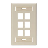 Wallplate, QuickPort, 1-Gang, 6-Port, ID Windows, Ivory By Leviton 42080-6IS