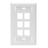 Wallplate, QuickPort, 1-Gang, 6-Port, ID Windows, White By Leviton 42080-6WS