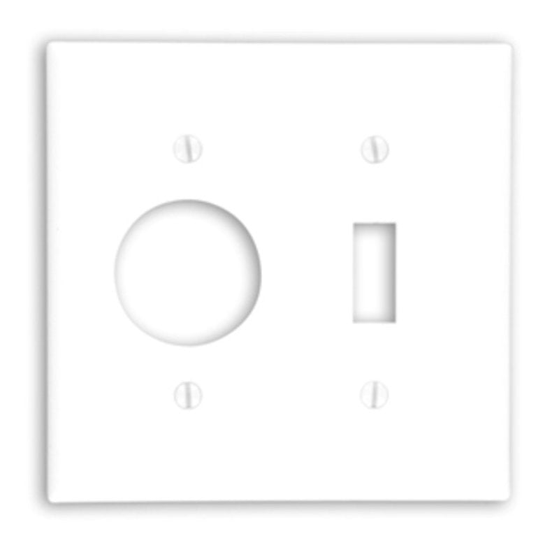 Comb. Wallplate, 2-Gang, Toggle/Single Rcpt., Thermoset, White