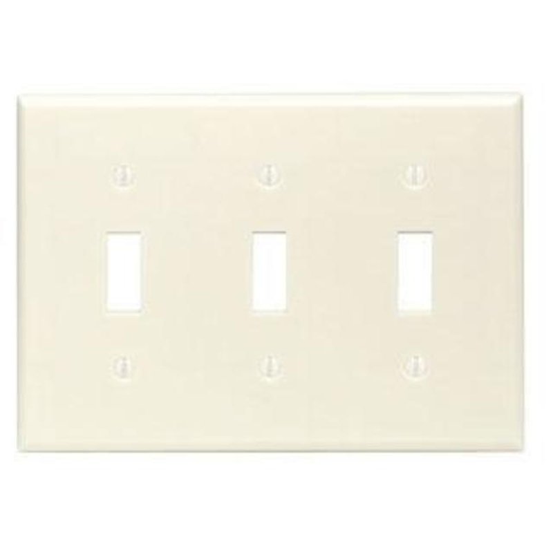 Toggle Switch Wallplate, 3-Gang, Thermoset, Lt. Almond