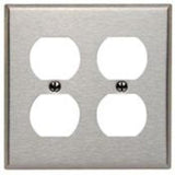 Duplex Receptacle Wallplate, 2-Gang, Stainless Steel By Leviton 84016