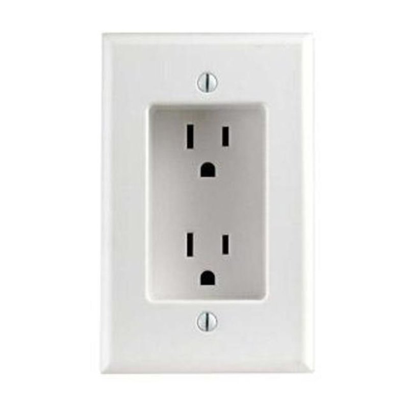Recessed Duplex Receptacle, 15A, 125V, 5-15R, White