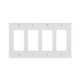 Decora Wallplate, 4-Gang, Nylon, White By Leviton 80412-NW