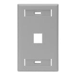 Wallplate, QuickPort, 1-Gang, 1-Port, ID Windows, Gray By Leviton 42080-1GS