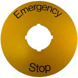 22mm Emergency Stop Plate, Black Text on Yellow By ABB SK615546-2