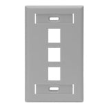 Wallplate, QuickPort, 1-Gang, 3-Port, ID Windows, Gray By Leviton 42080-3GS