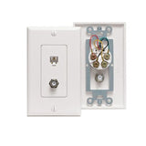 Wall Plate & Connector, F Coaxial and Telephone Jack, Decora, White By Leviton 40159-W