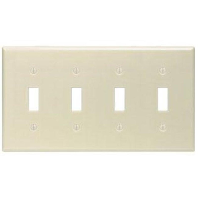Toggle Switch Wallplate, 4-Gang, Thermoset, Ivory