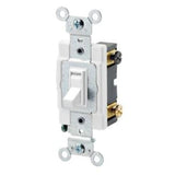4-Way Switch, Framed Toggle, 15A, 120/277V, White, Side Wired By Leviton 54504-2W