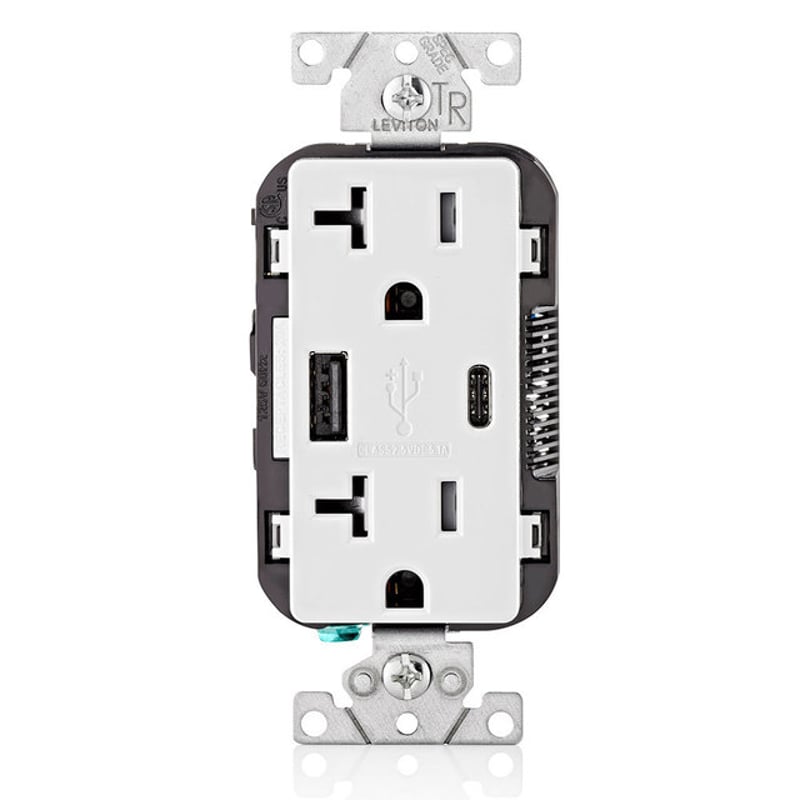 5.1A USB Type A/Type-C Wall Outlet Charger with 20A Tamper-Resistant Receptacles