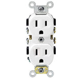 15 Amp Duplex Receptacle, 125V, 5-15R, White, Comm Grade, Back/Side By Leviton BR15-W