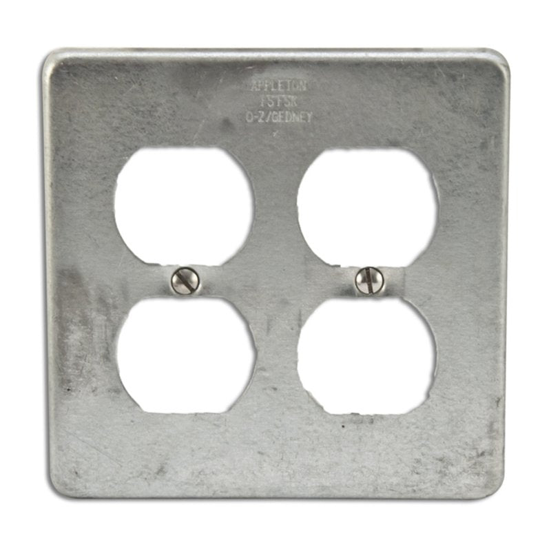 Duplex Receptacle Cover, 2-Gang, Steel, For FS Device Box