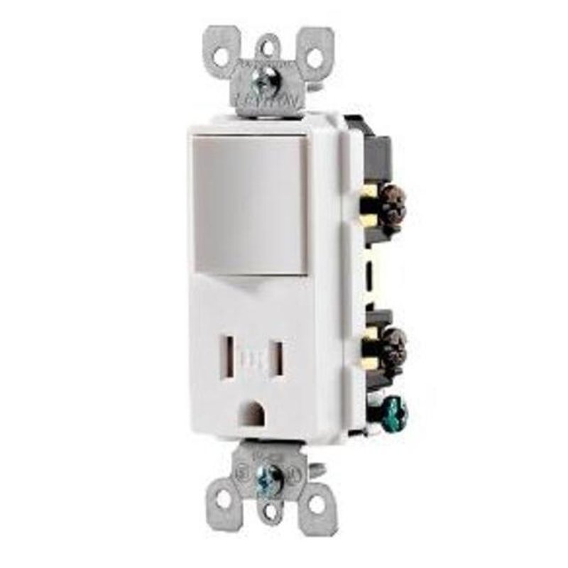 Combination Rocker Switch / Receptacle, 15A, White
