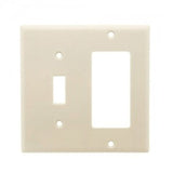 Comb. Wallplate, 2-Gang, Toggle/Decora, Thermoset, Lt Almond By Leviton 80405-T