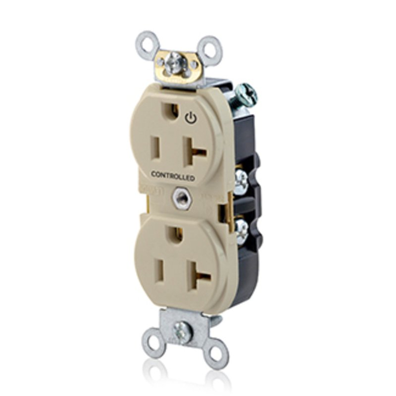 Controlled Duplex Receptacle, 1 Plug Controlled, Ivory