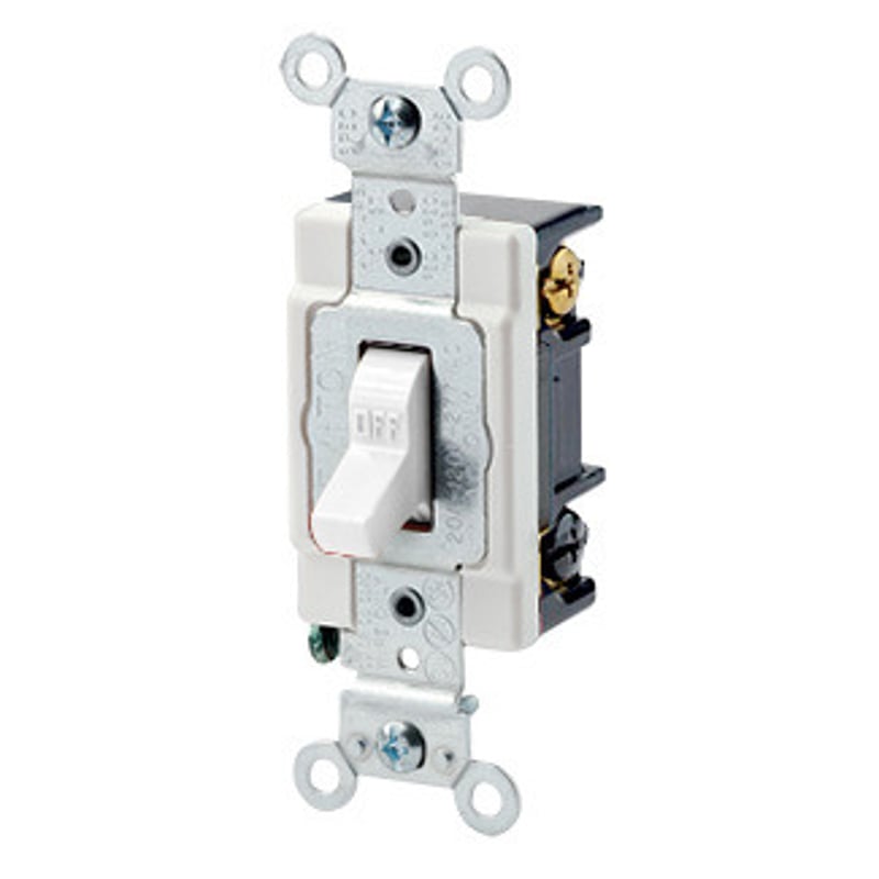 Heavy Duty 3-Way Toggle Switch, 20A, 120/277V, White, Industrial