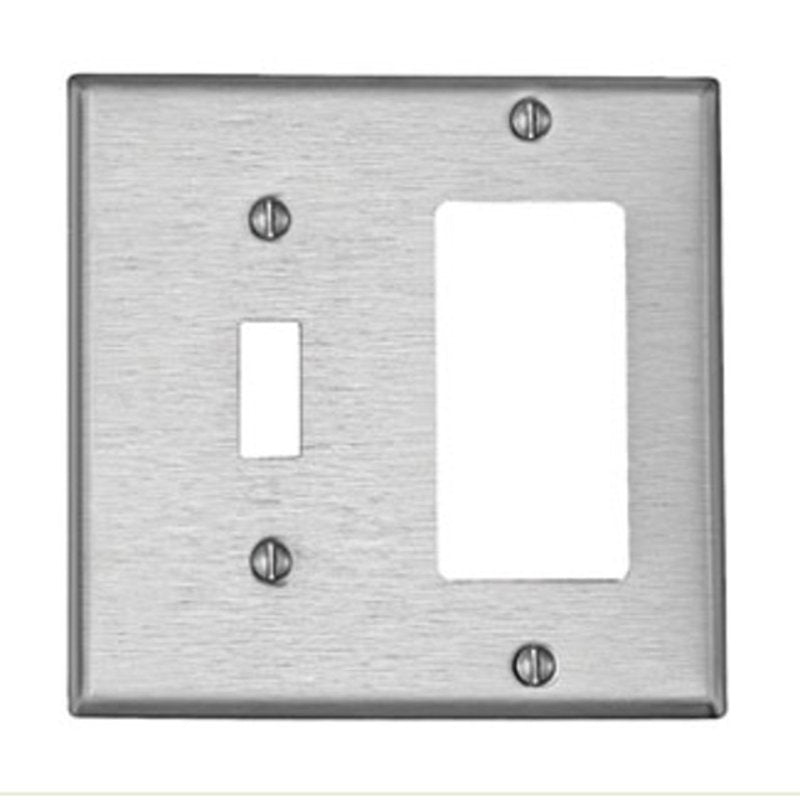Comb. Wallplate, 2-Gang, Toggle/Decora, Type 430 Stainless Steel