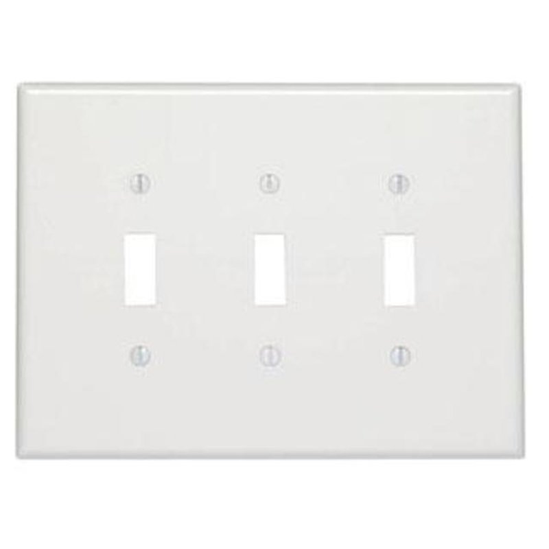 Toggle Wallplate, 3-Gang, Thermoset, White, Oversized