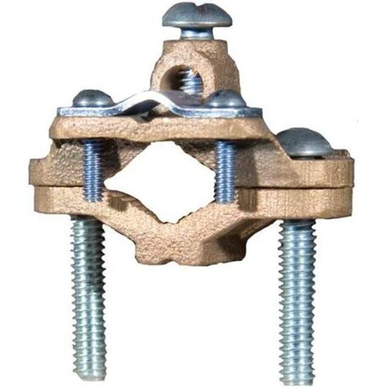 Armored Ground Clamp, Size: 1/2 to 1", 4 to 8 AWG, Bronze