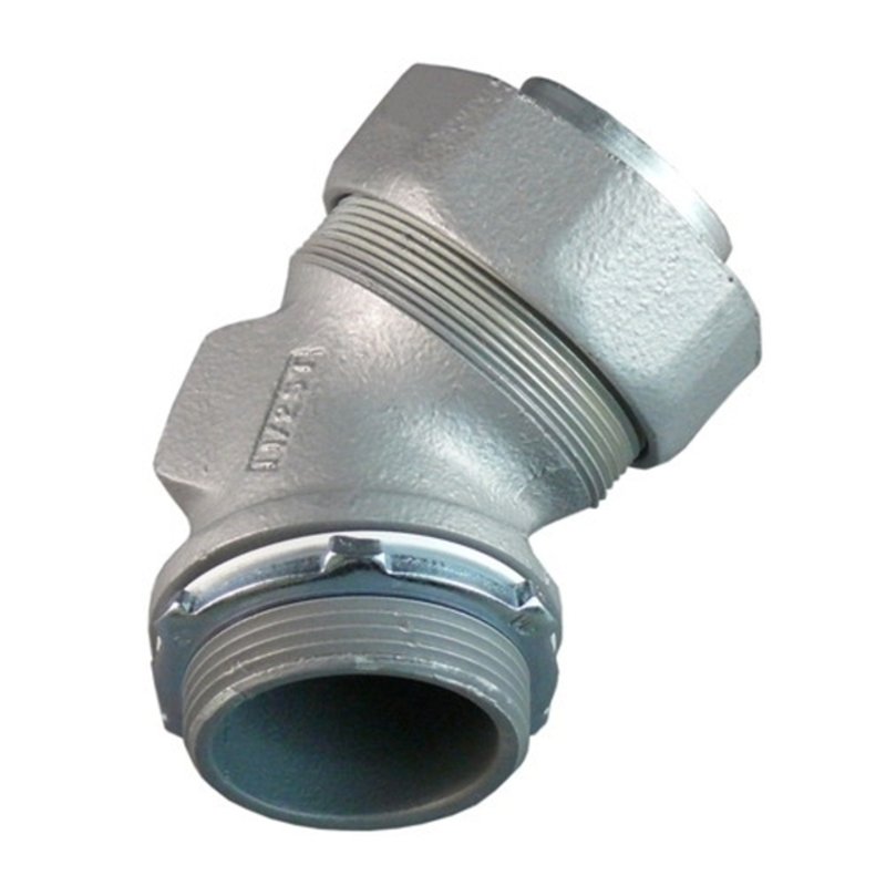 Liquidtight Connector, 3", 45°, Non-Insulated, Malleable Iron
