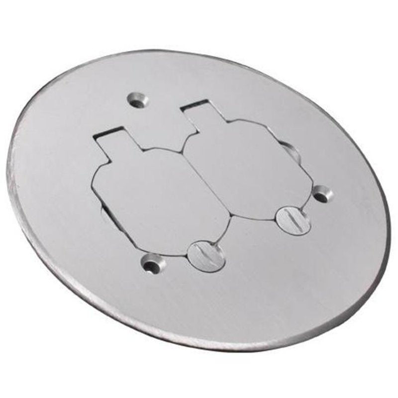 Round Duplex Receptacle Cover, 5-1/2" Diameter, Aluminum
