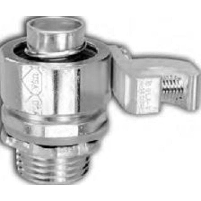 Liquidtight Connector With Lug, 1-1/4" Diameter, Steel With Zinc Finish