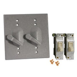 Weatherproof Cover, 2-Gang, (2) Toggle Switch, Vertical, Aluminum, Gray By Hubbell-Raco 5124-0