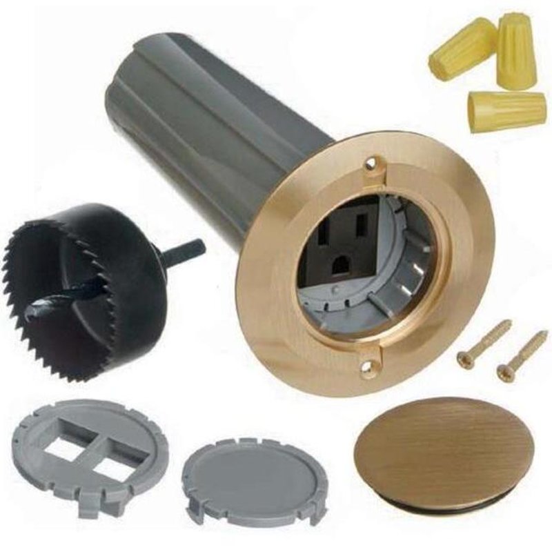 Floor Box Assembly, 2-1/4" Round, Type: Screw Plug, Non-Metallic
