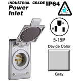 15A Integrated Power Flanged Inlet, 125V, 5-15P, Standard Wells By Leviton 5278-CWP
