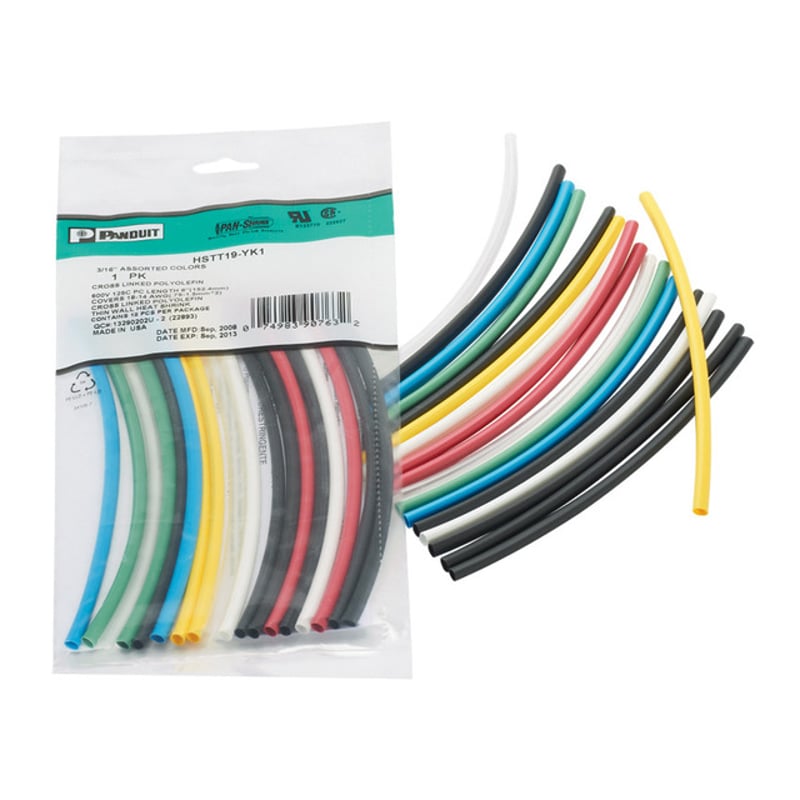 Heat Shrink, Thin-Wall, 1/8", Assorted Colors, 6" Pieces