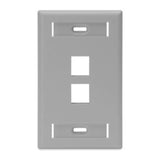 Wallplate, QuickPort, 1-Gang, 2-Port, ID Windows, Grey By Leviton 42080-2GS
