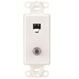 Wallplate Insert, 2-Port, Telephone/Video, 6P4C, F-Connector, White By Leviton 40659-W