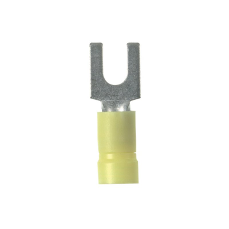 Fork Terminal, Vinyl Insulated, 12 - 10 AWG, #10 Stud, Yellow