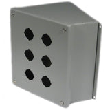 Enclosure, Pilot Device, 30mm, 6 Hole, Sloped Front, Steel, Type 12 By nVent Hoffman E6PBA