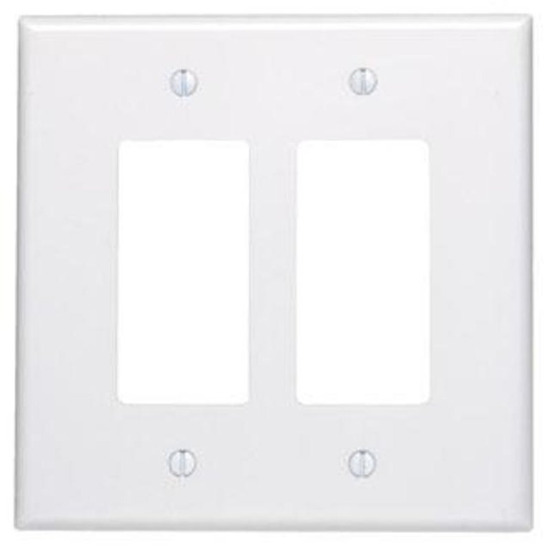 Decora Wallplate, 2-Gang, Thermoset, White, Oversized