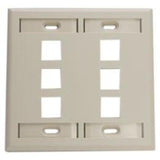 Wallplate, QuickPort, 2-Gang, 6-Port, ID Windows, Ivory By Leviton 42080-6IP