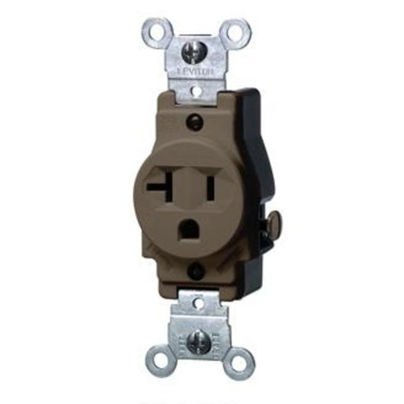 Single Receptacle, 20A, 125V, 5-20R, Brown