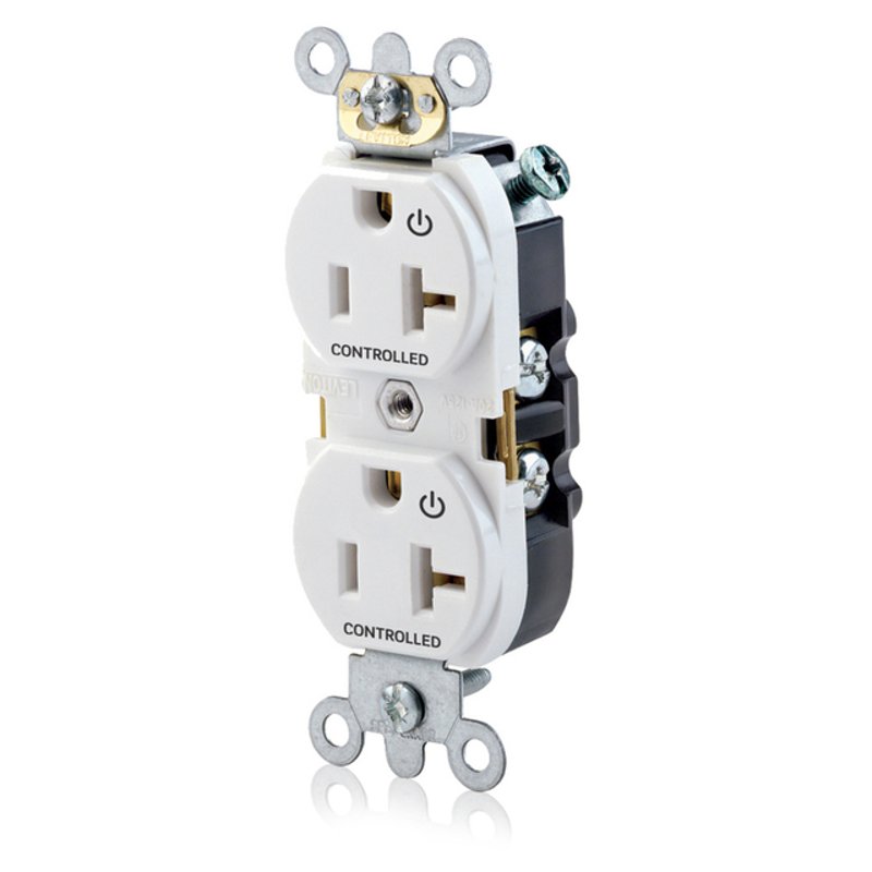 Controlled Duplex Receptacle, 2 Plug Controlled, White