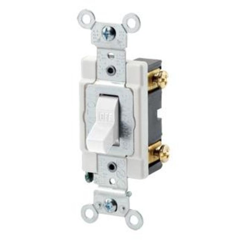 1-Pole Switch, 15 Amp, 120/277V, White, Back/Side Wired, Commercial