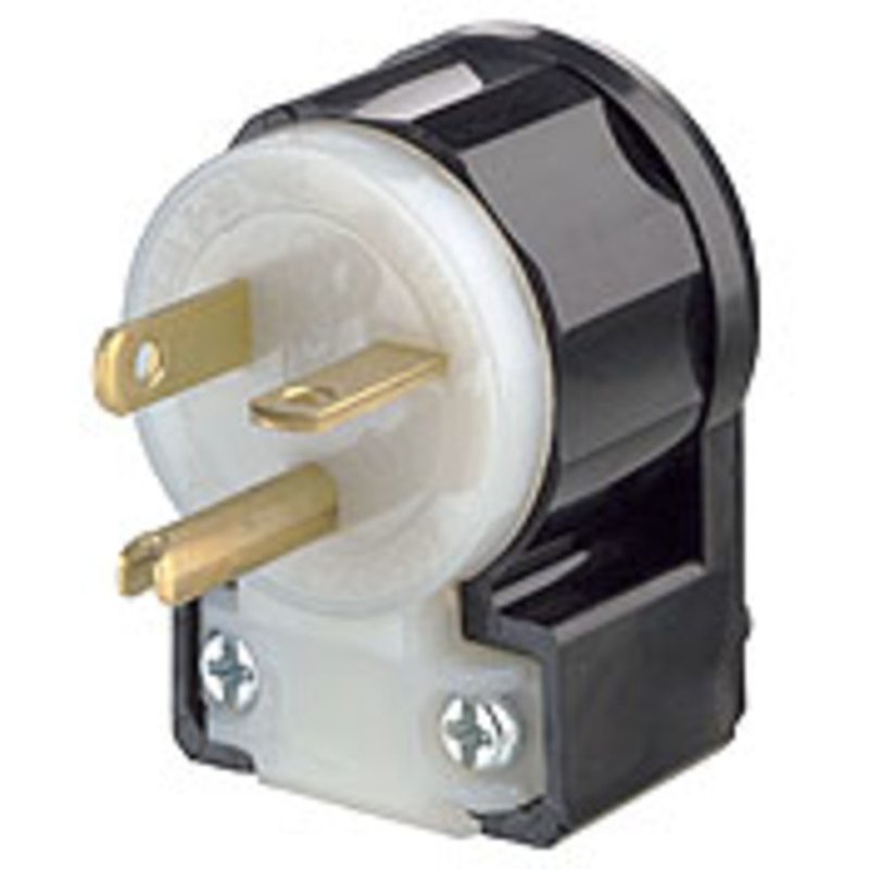 20A Angled Plug, 125V, 5-20P, Nylon, Black/White, Industrial Grade