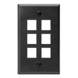 Wallplate, Quickport, 6-Port, 1-Gang, Black By Leviton 41080-6EP